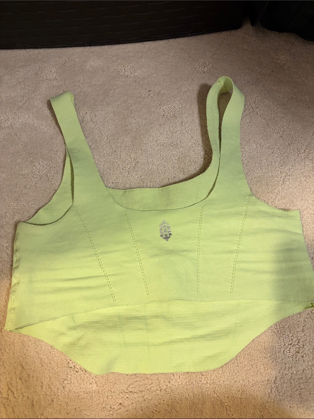 Free People Movement Women’s Neon Lemon Lime Green Structured Crop Tank Top XS/S - Picture 3 of 3